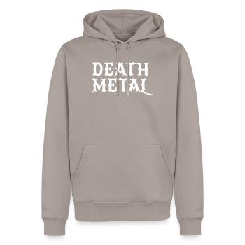 Death Metal Gothic Typografie - Männer Premium Bio Hoodie - Taupe - Vorne - Nico (187cm)