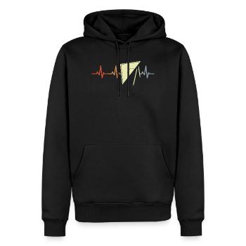 Palpitations cardiaques rétro géotriangle - Sweat à capuche Premium bio Homme - noir - Devant - Nico (187cm)