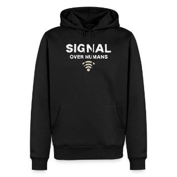 Signal Over Humans - Citation technique drôle - Sweat à capuche Premium bio Homme - noir - Devant - Nico (187cm)