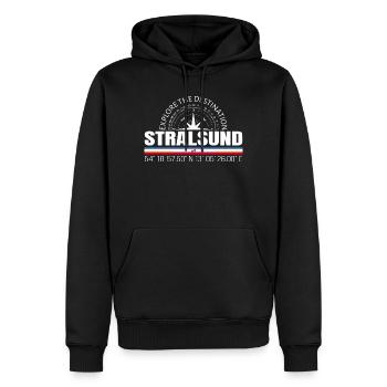 Stralsund - Männer Premium Bio Hoodie - Schwarz - Vorne - Nico (187cm)