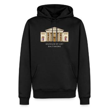 Baltimore Museum, handgezeichnete Illustration - Männer Premium Bio Hoodie - Schwarz - Vorne - Nico (187cm)