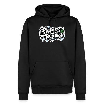 Fribourg pour toujours - Männer Premium Bio Hoodie - Schwarz - Vorne - Nico (187cm)