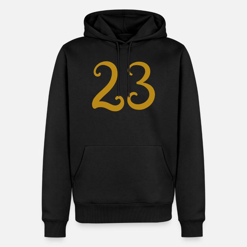 23 - Sweat à capuche Premium bio Homme - noir