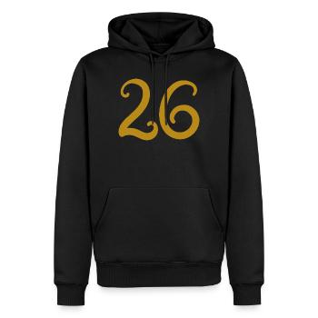 26 - Men’s Premium Organic Hoodie - black - Front - Nico (187cm)