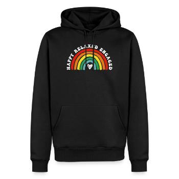 T-shirt arc-en-ciel Hippy Arc en forme de cœur arc-en-ciel - Sweat à capuche Premium bio Homme - noir - Devant - Nico (187cm)