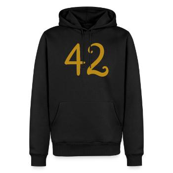 42 - Männer Premium Bio Hoodie - Schwarz - Vorne - Nico (187cm)