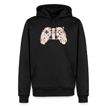 Manette florale : Contrôleur d’art floral - Sweat à capuche Premium bio Homme - noir - Devant - Nico (187cm)