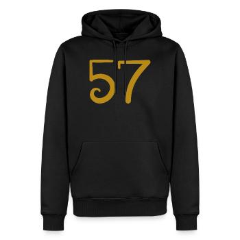 57 - Männer Premium Bio Hoodie - Schwarz - Vorne - Nico (187cm)