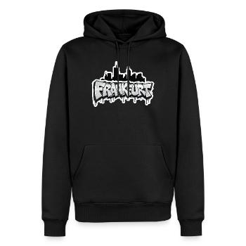 Frankfurt Skyline Graffiti - Männer Premium Bio Hoodie - Schwarz - Vorne - Nico (187cm)