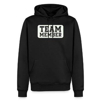 Teammitglied im Varsity-Stil - Männer Premium Bio Hoodie - Schwarz - Vorne - Nico (187cm)