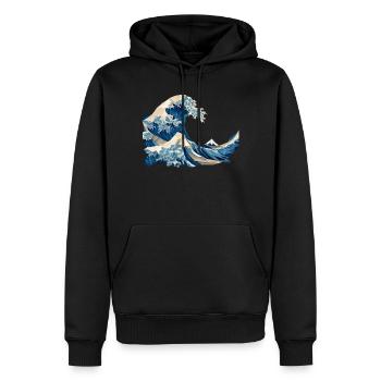 Hokusai Welle japanische Origami Kunst große Welle - Männer Premium Bio Hoodie - Schwarz - Vorne - Nico (187cm)