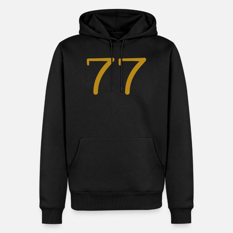 77 - Männer Premium Bio Hoodie - Schwarz