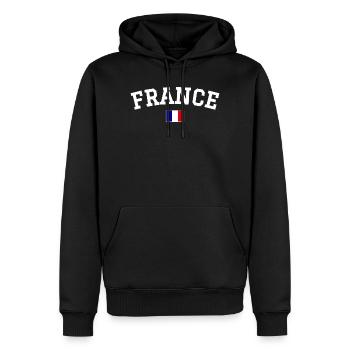 Drapeau français Dessin blanc - Sweat à capuche Premium bio Homme - noir - Devant - Nico (187cm)