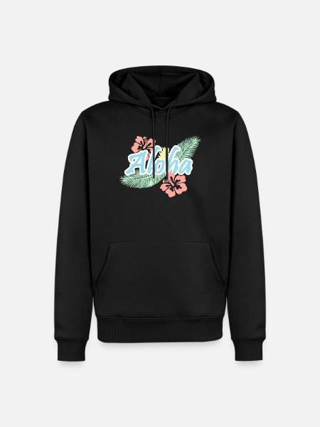 Aloha Tropical Summer Flowers - Men’s Premium Organic Hoodie - black