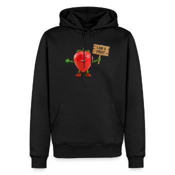 Strawberry with a sign - Men’s Premium Organic Hoodie - black - Front - Nico (187cm)