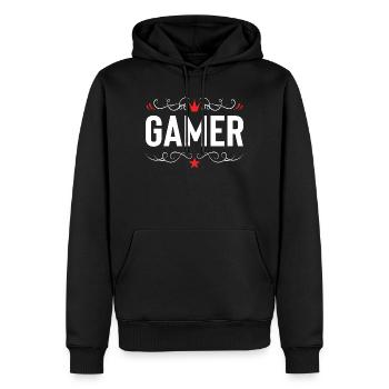 Profession de joueur - Sweat à capuche Premium bio Homme - noir - Devant - Nico (187cm)