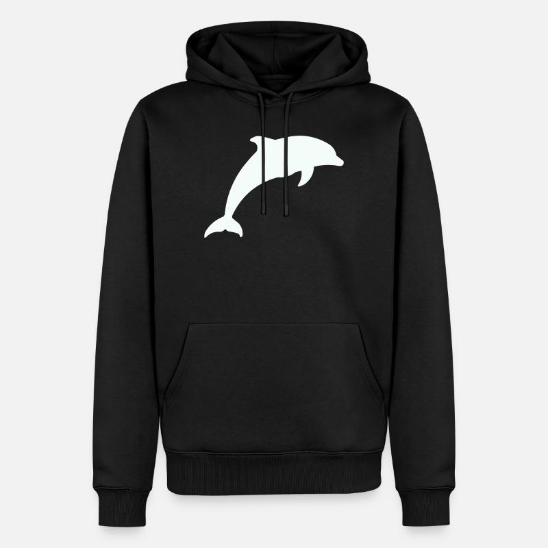 Leuchtender Delfin Silhouette - Männer Premium Bio Hoodie - Schwarz
