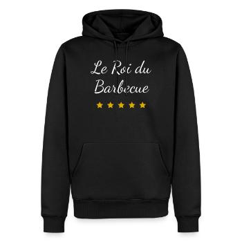 Roi du Barbecue - Sweat à capuche Premium bio Homme - noir - Devant - Nico (187cm)