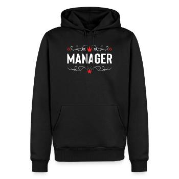 Manager Profession - Sweat à capuche Premium bio Homme - noir - Devant - Nico (187cm)