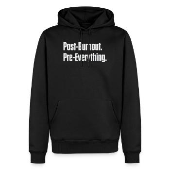 Après l’épuisement avant tout - Sweat à capuche Premium bio Homme - noir - Devant - Nico (187cm)