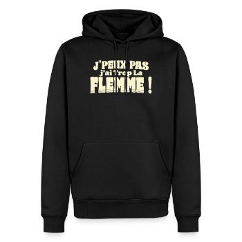 Flemme française - J'ai Trop La Flemme - Sweat à capuche Premium bio Homme - noir - Devant - Nico (187cm)