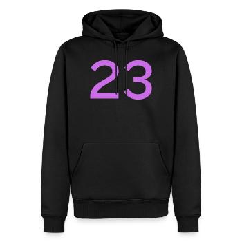 23 - Men’s Premium Organic Hoodie - black - Front - Nico (187cm)
