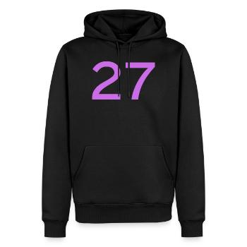 27 - Männer Premium Bio Hoodie - Schwarz - Vorne - Nico (187cm)