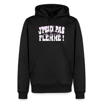 J’peux pas j’ai trop la flemme rose - Sweat à capuche Premium bio Homme - noir - Devant - Nico (187cm)