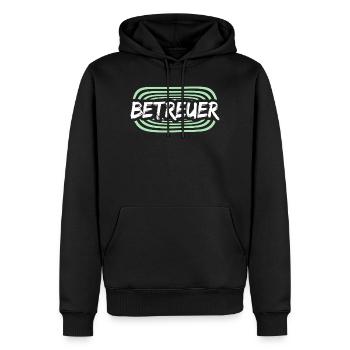Betreuer Logo Schriftzug - Männer Premium Bio Hoodie - Schwarz - Vorne - Nico (187cm)