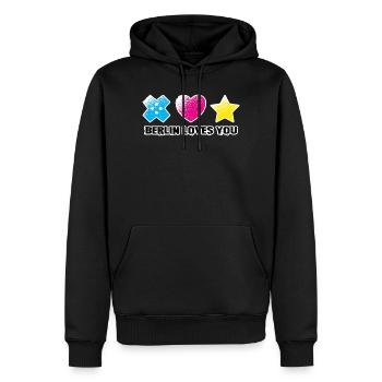 BLY - Iconic Symbols - Grunge - Männer Premium Bio Hoodie - Schwarz - Vorne - Nico (187cm)