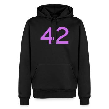 42 - Männer Premium Bio Hoodie - Schwarz - Vorne - Nico (187cm)
