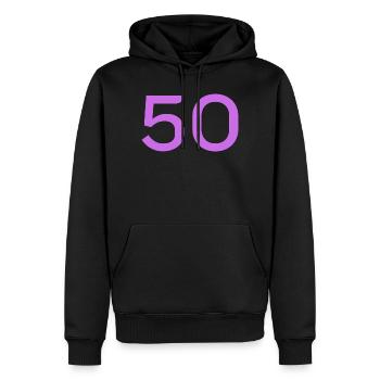 50 - Männer Premium Bio Hoodie - Schwarz - Vorne - Nico (187cm)
