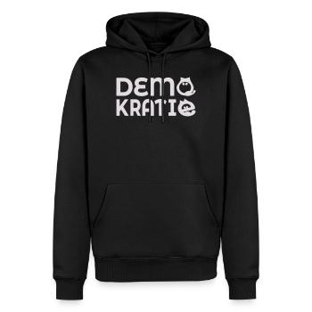Démocratie des chats - Sweat à capuche Premium bio Homme - noir - Devant - Nico (187cm)