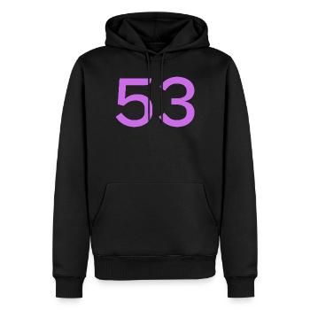 53 - Männer Premium Bio Hoodie - Schwarz - Vorne - Nico (187cm)