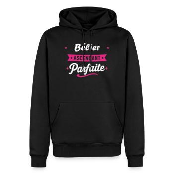 Bélier Ascendant Parfaite - Sweat à capuche Premium bio Homme - noir - Devant - Nico (187cm)