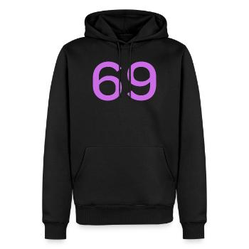 69 - Männer Premium Bio Hoodie - Schwarz - Vorne - Nico (187cm)