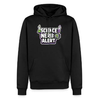 Science Nerd Alert Motiv - Männer Premium Bio Hoodie - Schwarz - Vorne - Nico (187cm)