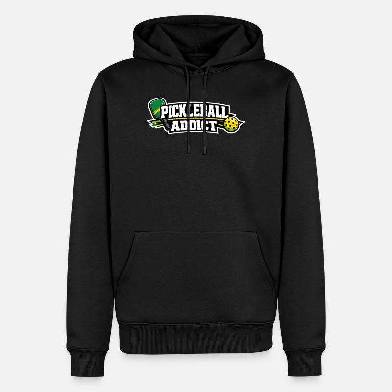 Pickleball Addict Logo - Männer Premium Bio Hoodie - Schwarz