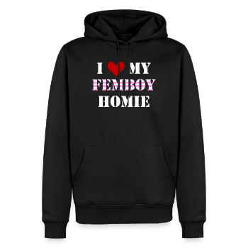 Inscription drôle mon pote Femboy - Sweat à capuche Premium bio Homme - noir - Devant - Nico (187cm)