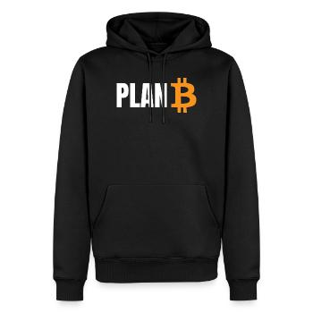 Plan Bitcoin - Männer Premium Bio Hoodie - Schwarz - Vorne - Nico (187cm)