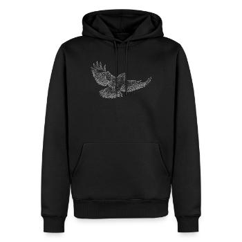 Vautour commun, oiseau de proie dessiné (stylisé) - Sweat à capuche Premium bio Homme - noir - Devant - Nico (187cm)
