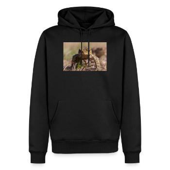 Nahaufnahme einer Erdkröte - Poster - Männer Premium Bio Hoodie - Schwarz - Vorne - Nico (187cm)