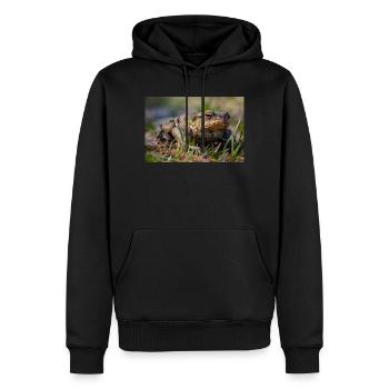 Nahaufnahme einer Erdkröte - Poster - Männer Premium Bio Hoodie - Schwarz - Vorne - Nico (187cm)
