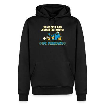 J'imite la moto de parrain - Sweat à capuche Premium bio Homme - noir - Devant - Nico (187cm)