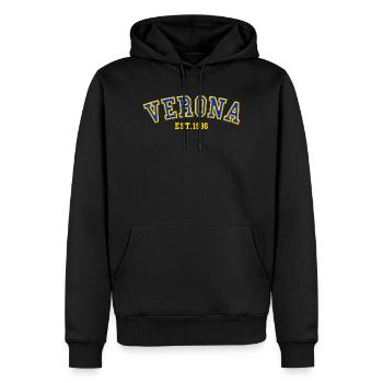 Vérone fondée en 1996 - Sweat à capuche Premium bio Homme - noir - Devant - Nico (187cm)
