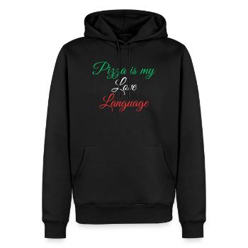 Pizza love letter - Männer Premium Bio Hoodie - Schwarz - Vorne - Nico (187cm)