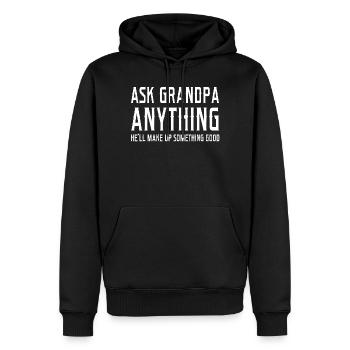 Ask Grandpa Anything Graphic - Men’s Premium Organic Hoodie - black - Front - Nico (187cm)
