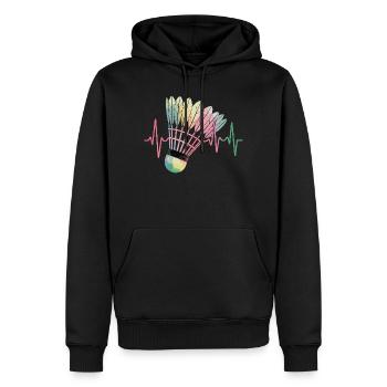 Badminton Battement de cœur Pouls coloré de volant pour - Sweat à capuche Premium bio Homme - noir - Devant - Nico (187cm)
