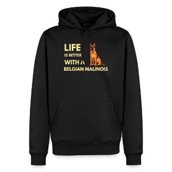 La vie est meilleure avec un chien belge Malinois mignon - Sweat à capuche Premium bio Homme - noir - Devant - Nico (187cm)