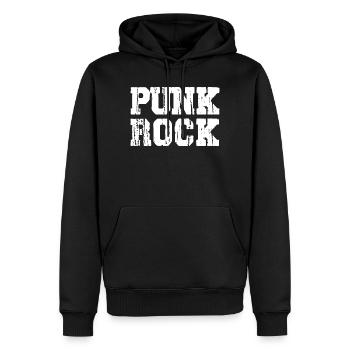 Punk Rock Distressed Text Logo - Männer Premium Bio Hoodie - Schwarz - Vorne - Nico (187cm)